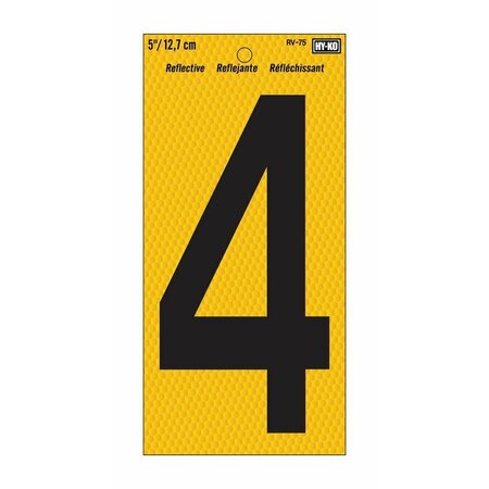 HY-KO Number 4 Yellow 5 in.Reflct RV-75/4